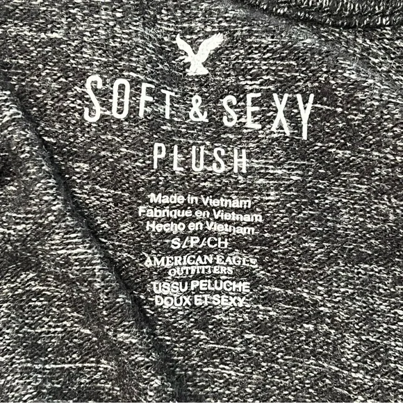 Soft & Sexy Cold Shoulder Top Long Sleeve Ruffle Trim Gray Heathered Blouse SM - Picture 4 of 5